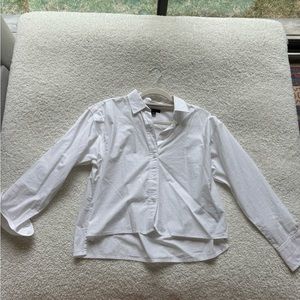 J Crew Cropped Oxford Long Sleeve Top (Size Small)